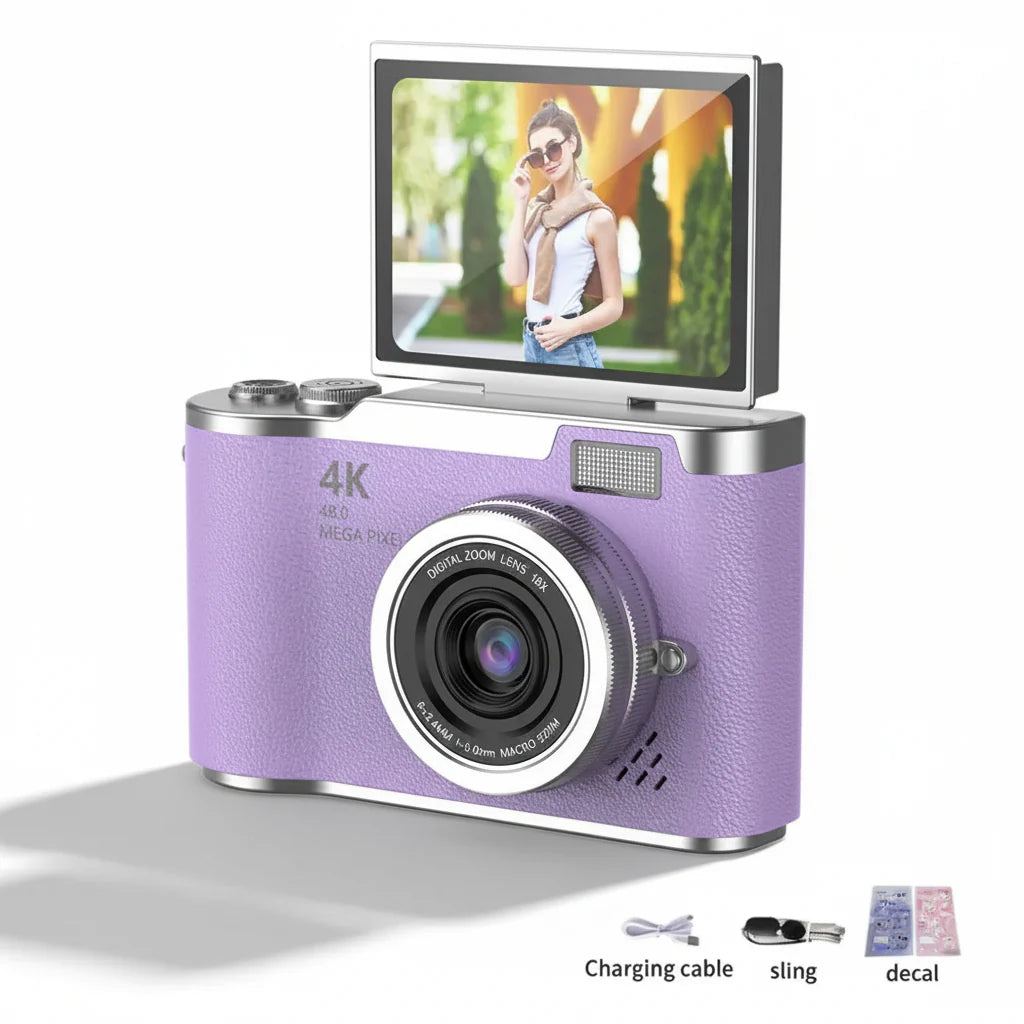 4K Digital Camera with Flip Screen, 48MP, 8x Zoom – Compact for Photos and Videos
