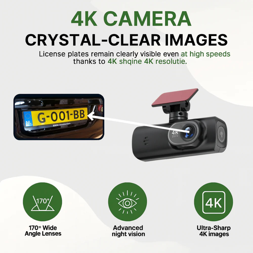 4K Ultra HD Dash Camera with WiFi, Night Vision and GPS – Vehicle Recorder