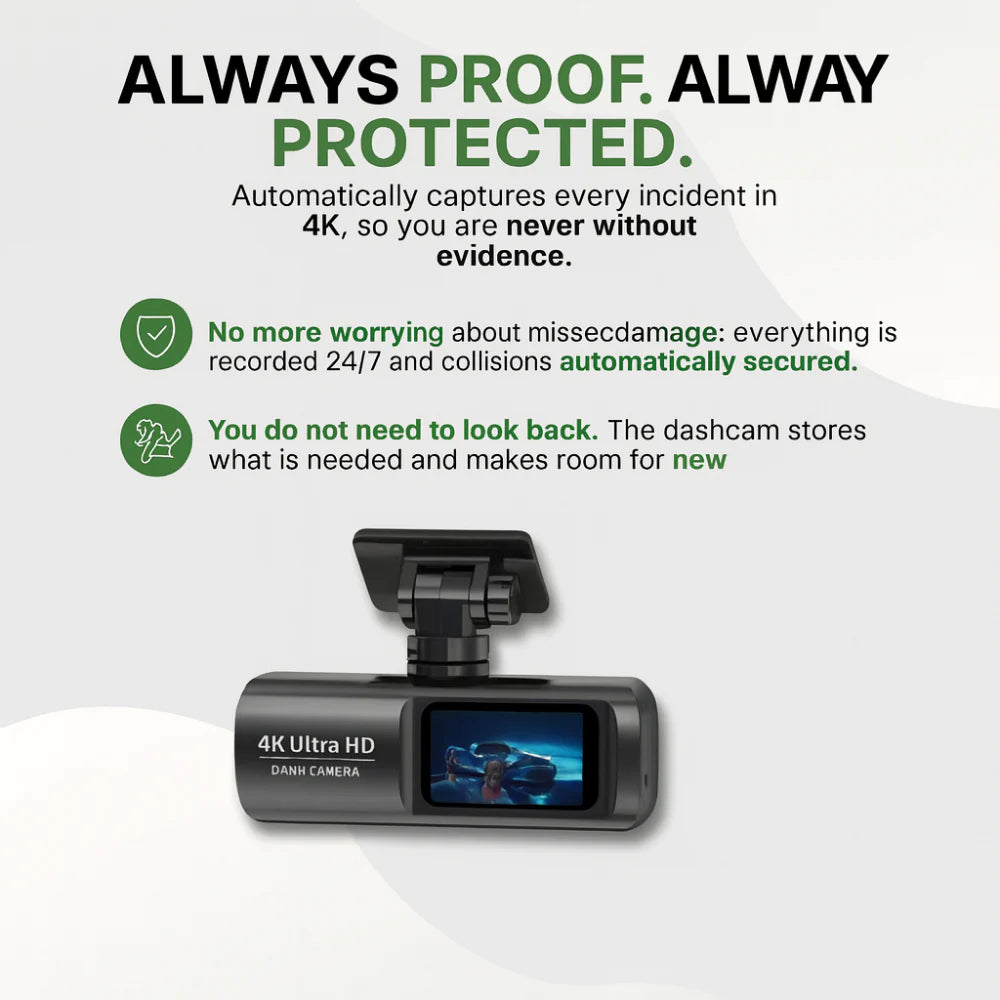 4K Ultra HD Dash Camera with WiFi, Night Vision and GPS – Vehicle Recorder