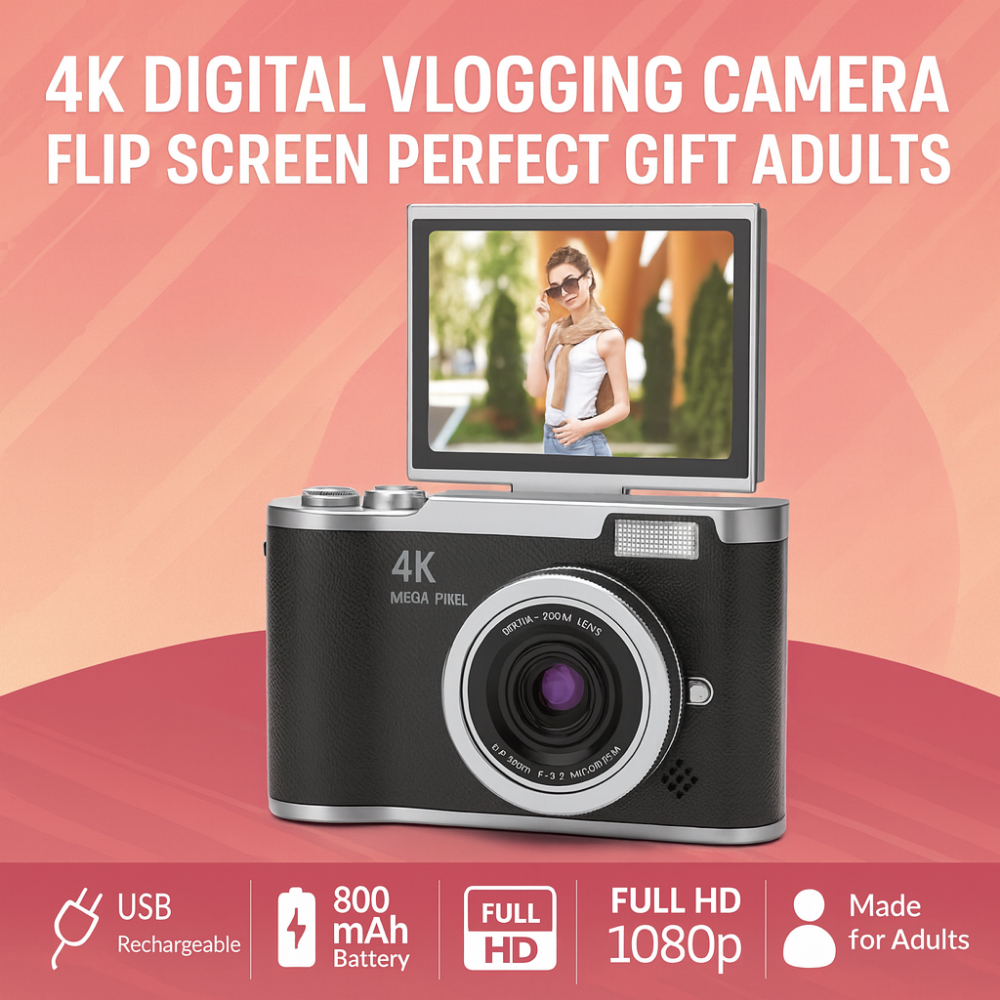 Compact 4K Vlogging Camera with Flip Screen for Easy On-the-Go Recording