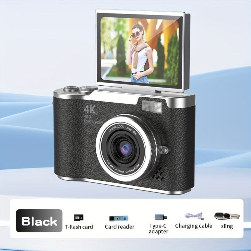 Compact 4K Vlogging Camera with Flip Screen for Easy On-the-Go Recording