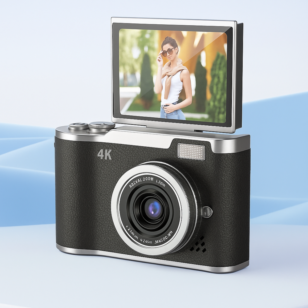 4K Vlogging Camera with Flip Screen - Compact, Portable Digital Recorder