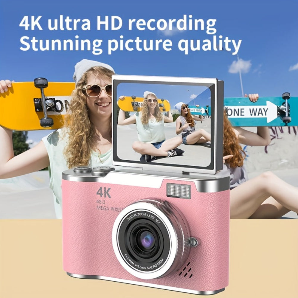 4K Vlogging Camera with Flip Screen - Compact, Portable Digital Recorder