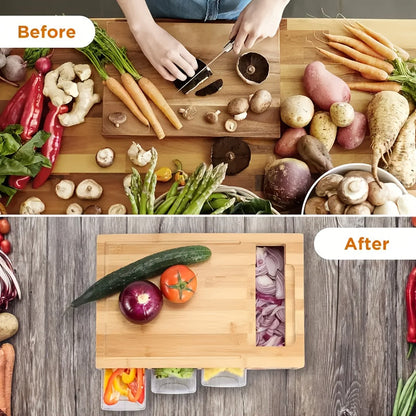 All-in-One Bamboo Cutting Board with Built-In Storage