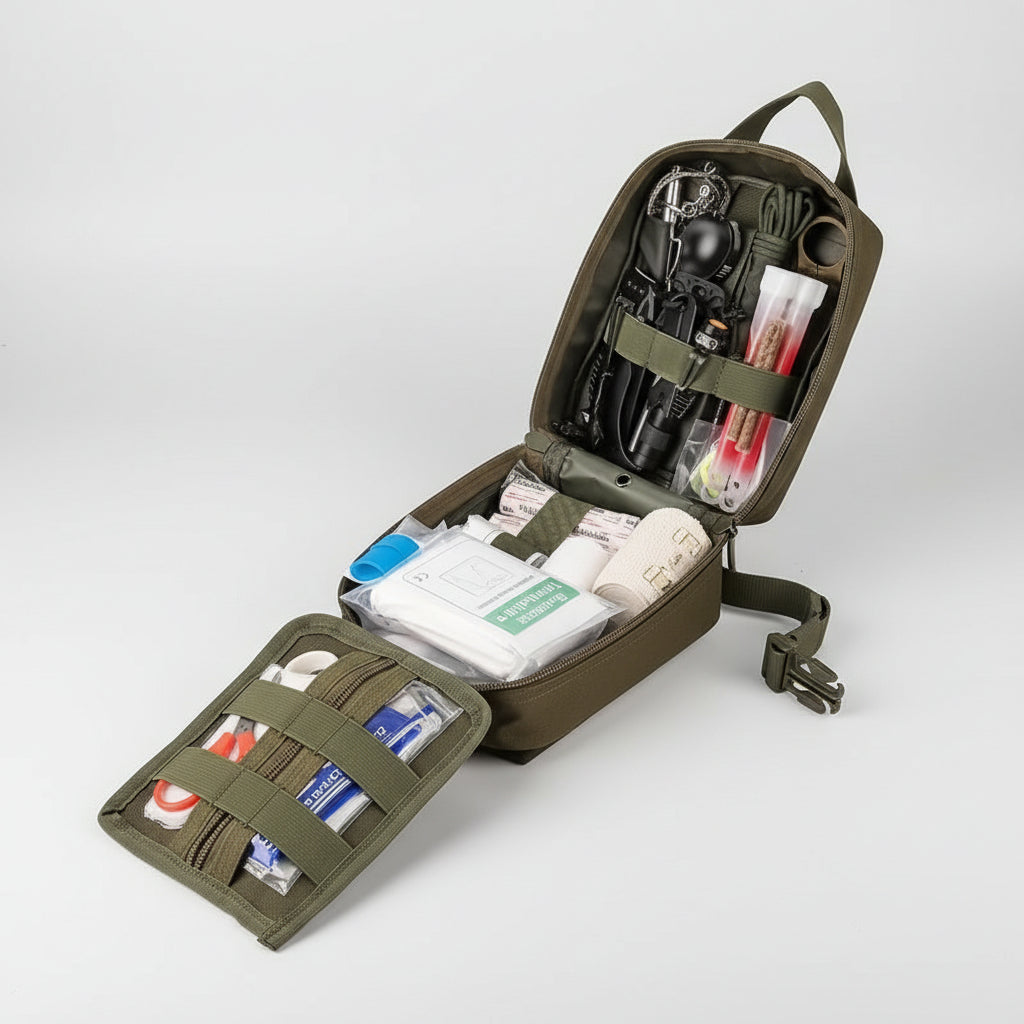 Compact Survival Backpack with Essential Outdoor First Aid Gear & Tools