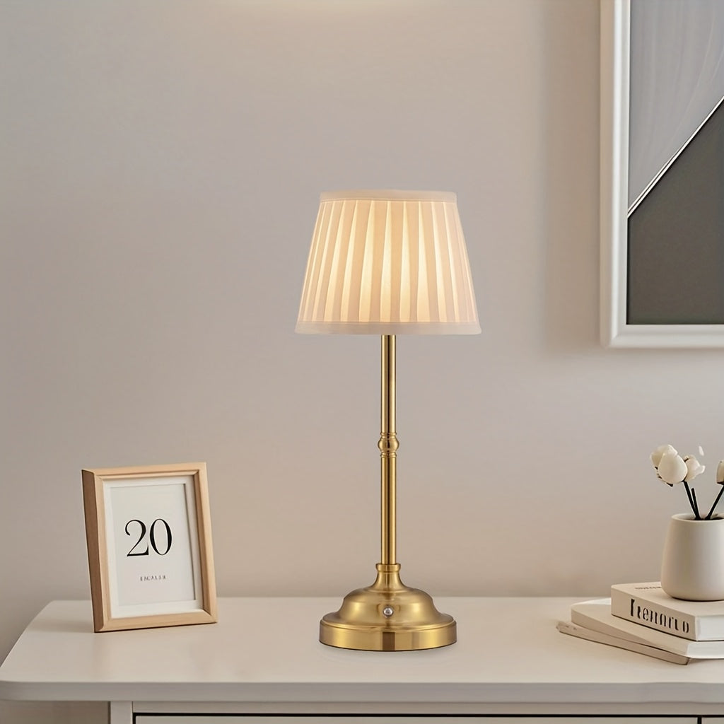 Brass Table Lamp - Cordless, Rechargeable LED with Touch-Activated Dimming