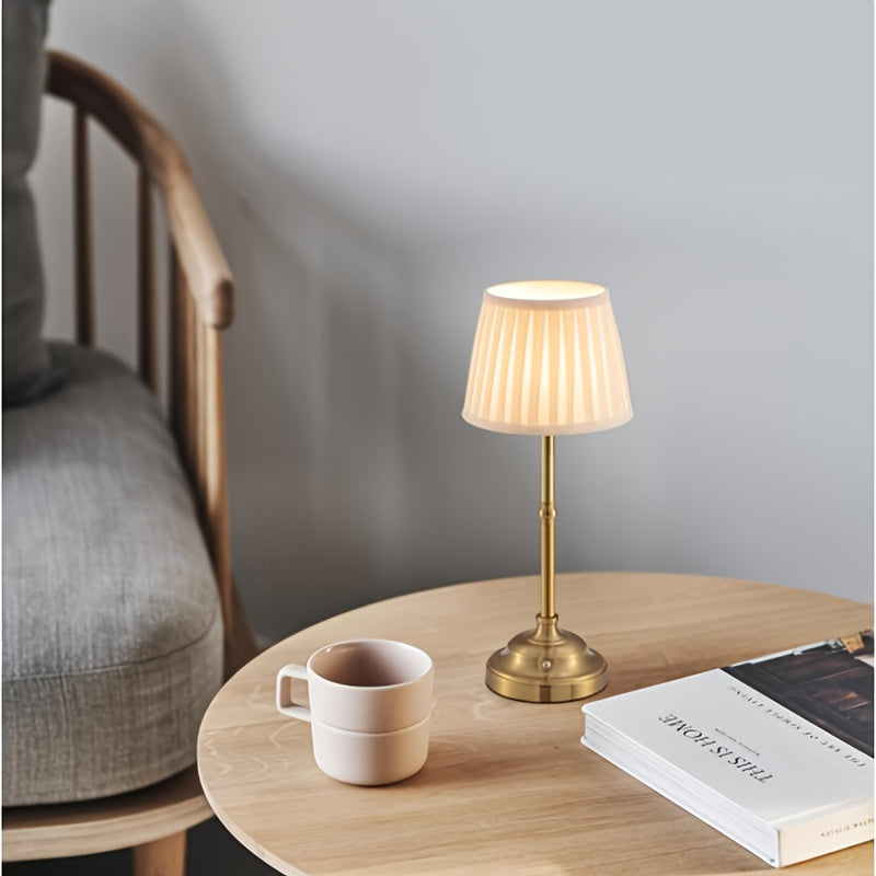 Brass Table Lamp - Cordless, Rechargeable LED with Touch-Activated Dimming