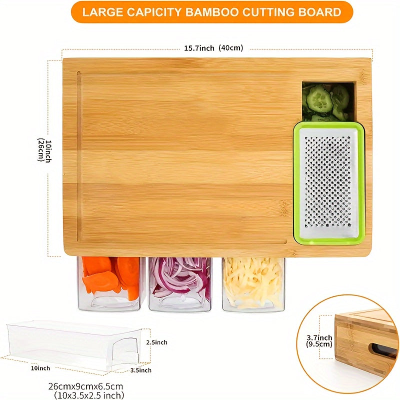 All-in-One Bamboo Cutting Board with Built-In Storage