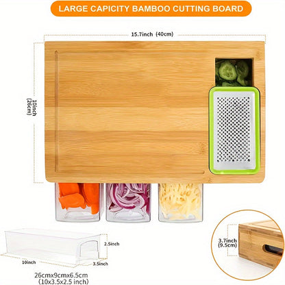 All-in-One Bamboo Cutting Board with Built-In Storage