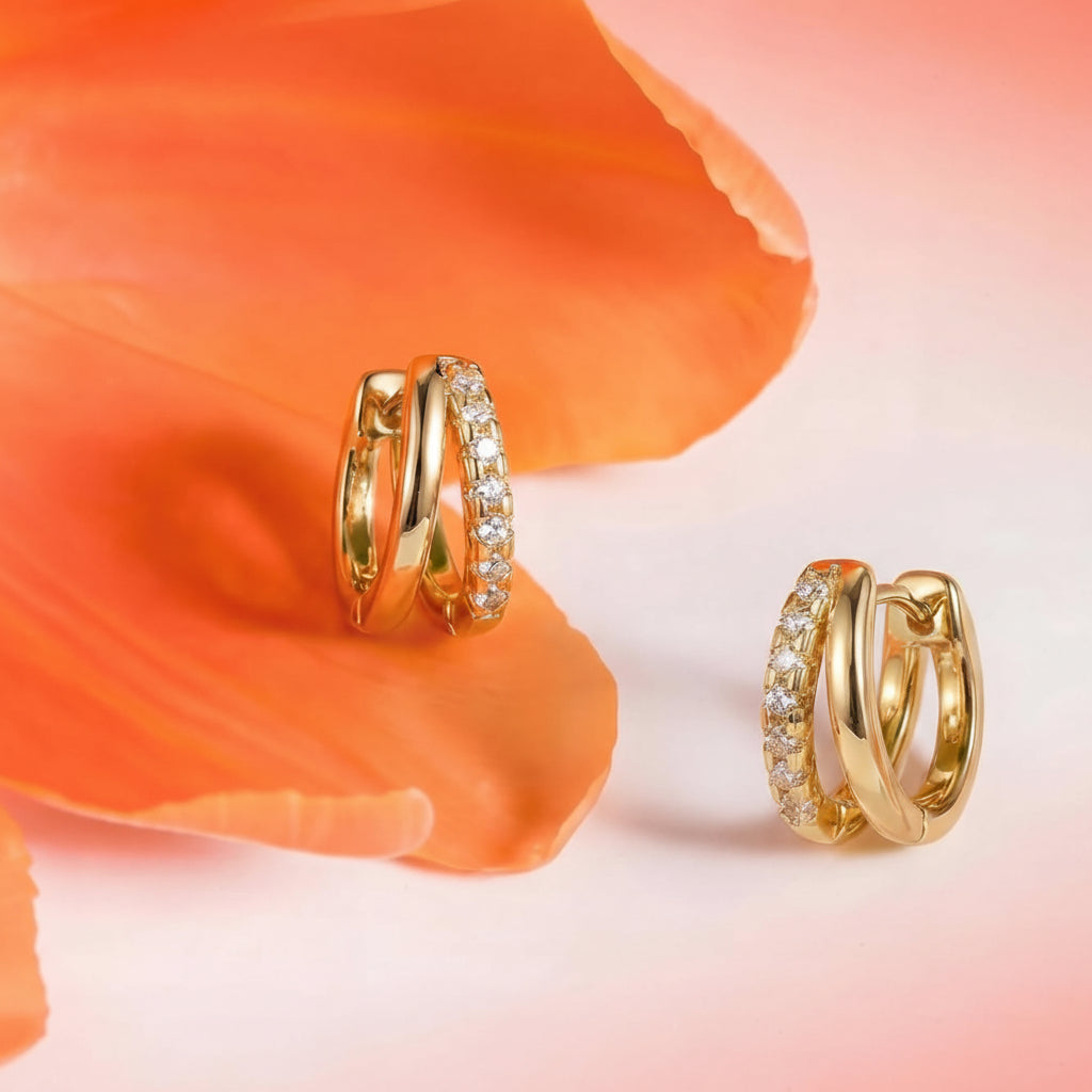 Gold Huggie Hoop Earrings - Perfect Mother's Day Gift Jewelry Set