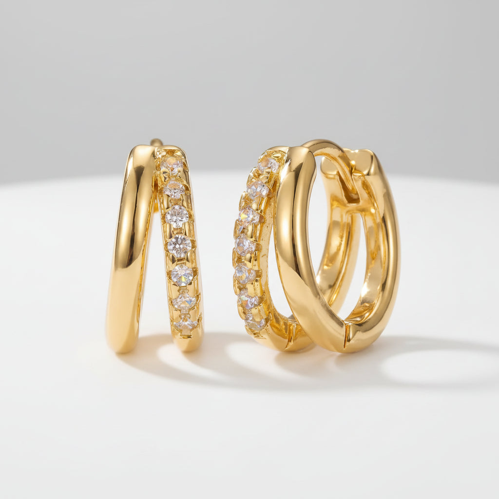 Gold Huggie Hoop Earrings - Perfect Mother's Day Gift Jewelry Set