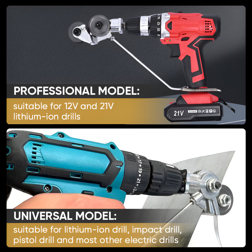Double-Head Sheet Nibbler Drill Attachment for Metal Cutting