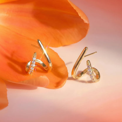 Gold Geometric Stud Earrings – Elegant Mother's Day Gift for Her