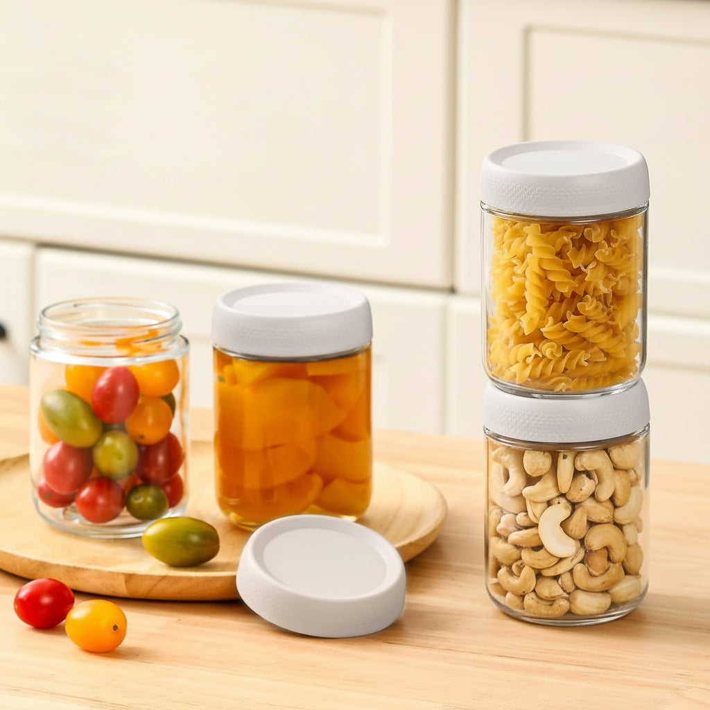 Airtight Glass Food Storage Jars – Stackable Kitchen Containers Set for Freshness and Pantry Organization