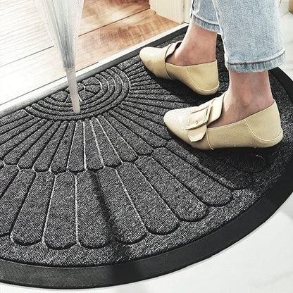 Non-Slip Rubber Semi-Circular Door Mat for Entryways