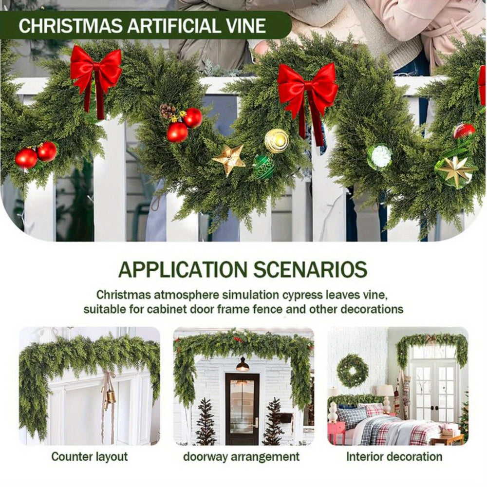 Elegant Artificial Christmas Garland – Art Deco Greenery for Mantle and Stair Trim