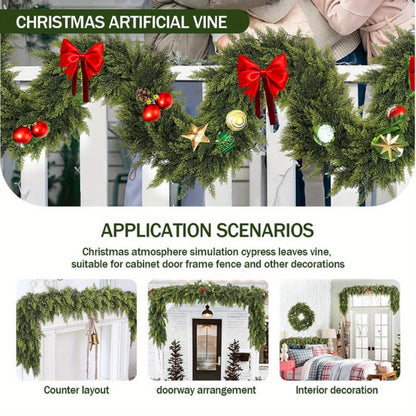 Elegant Artificial Christmas Garland – Art Deco Greenery for Mantle and Stair Trim