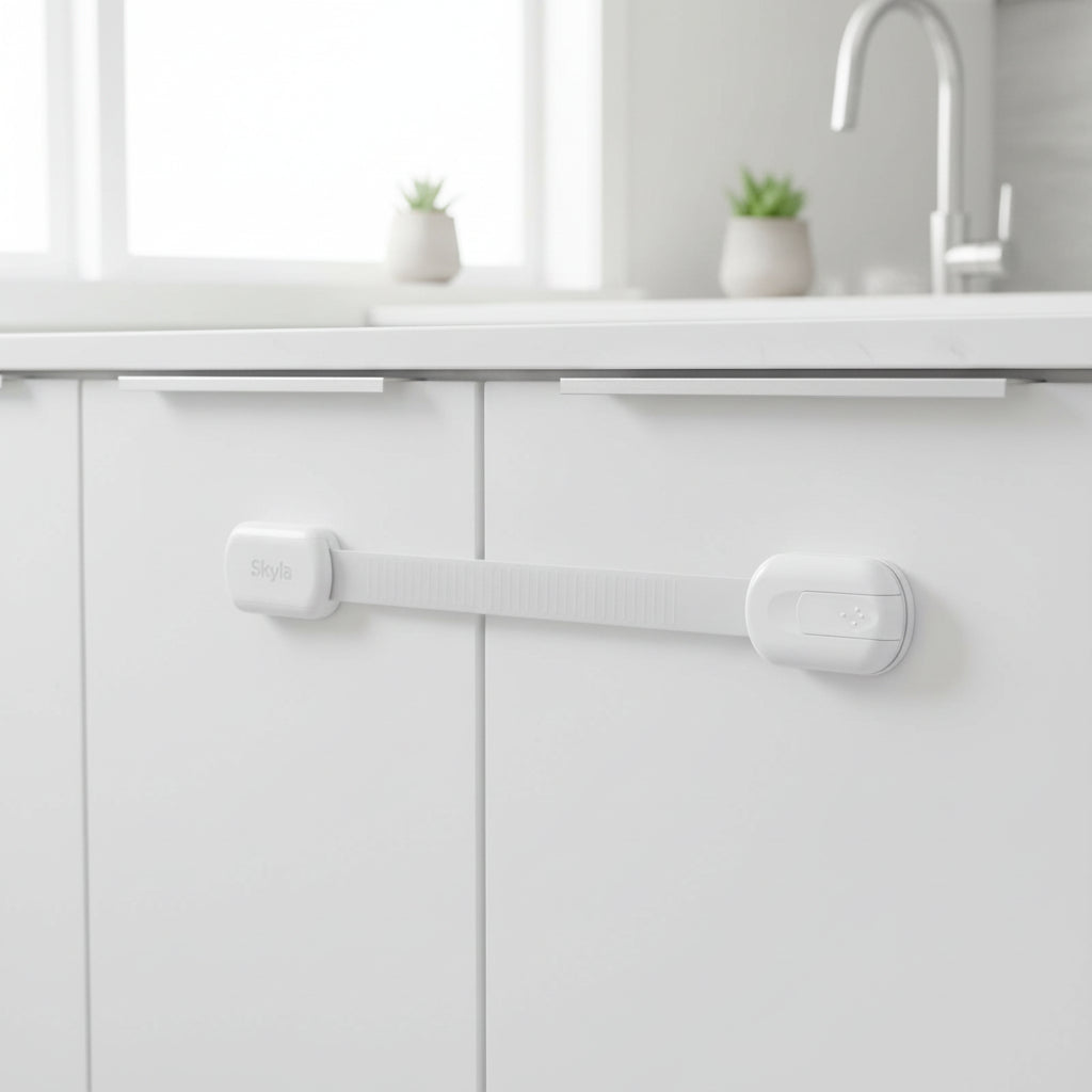 Easy-Install Child Safety Cabinet Locks with Adhesive Straps for Drawers & Doors