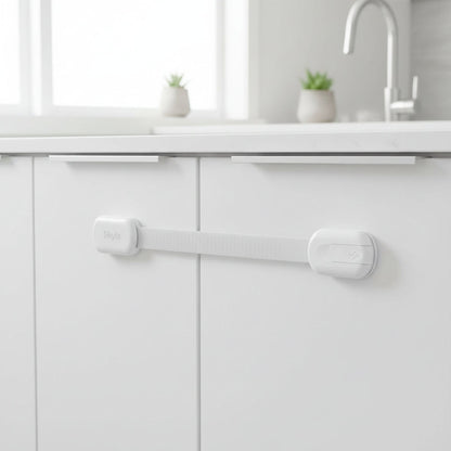 Easy-Install Child Safety Cabinet Locks with Adhesive Straps for Drawers & Doors