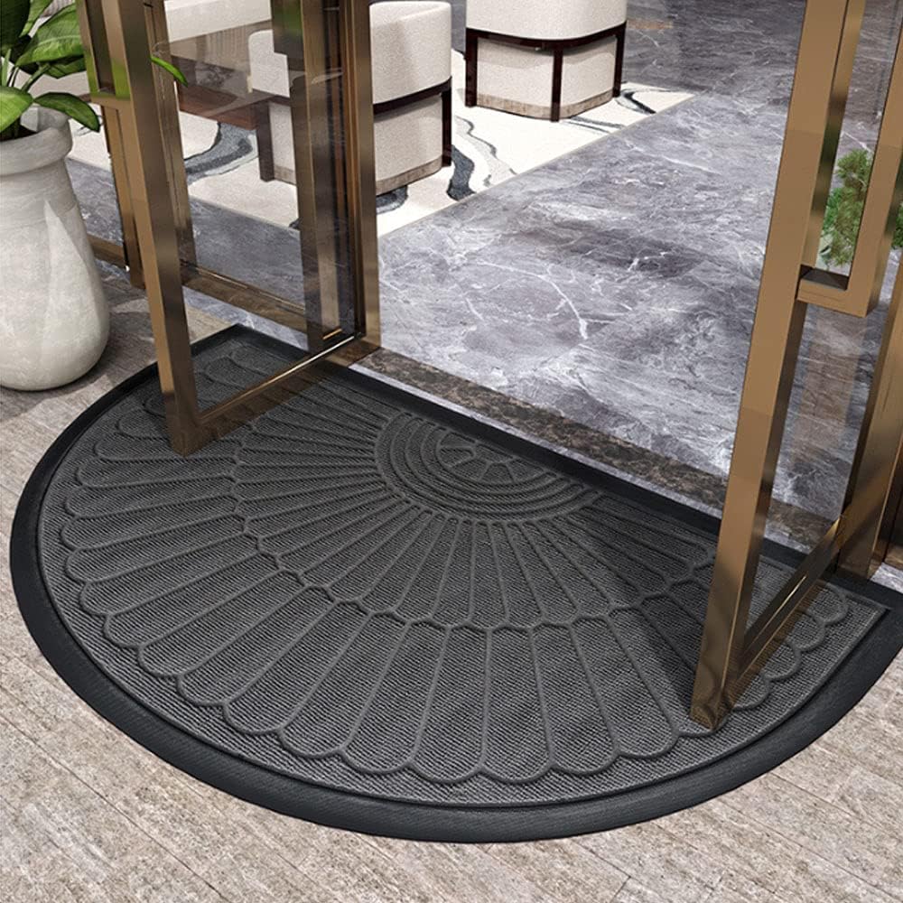 Non-Slip Rubber Semi-Circular Door Mat for Entryways