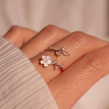 Adjustable Birthstone Flower Ring with Cubic Zirconia – Perfect Mother's Day Gift