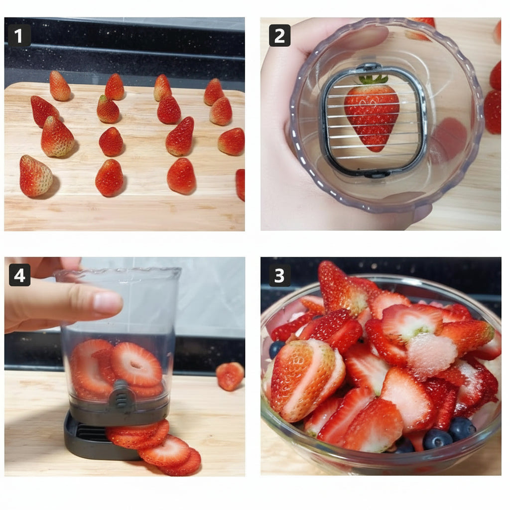 8-Blade Fruit Slicer – Easy-to-Use Strawberry Cutter for Quick Fruit Salads