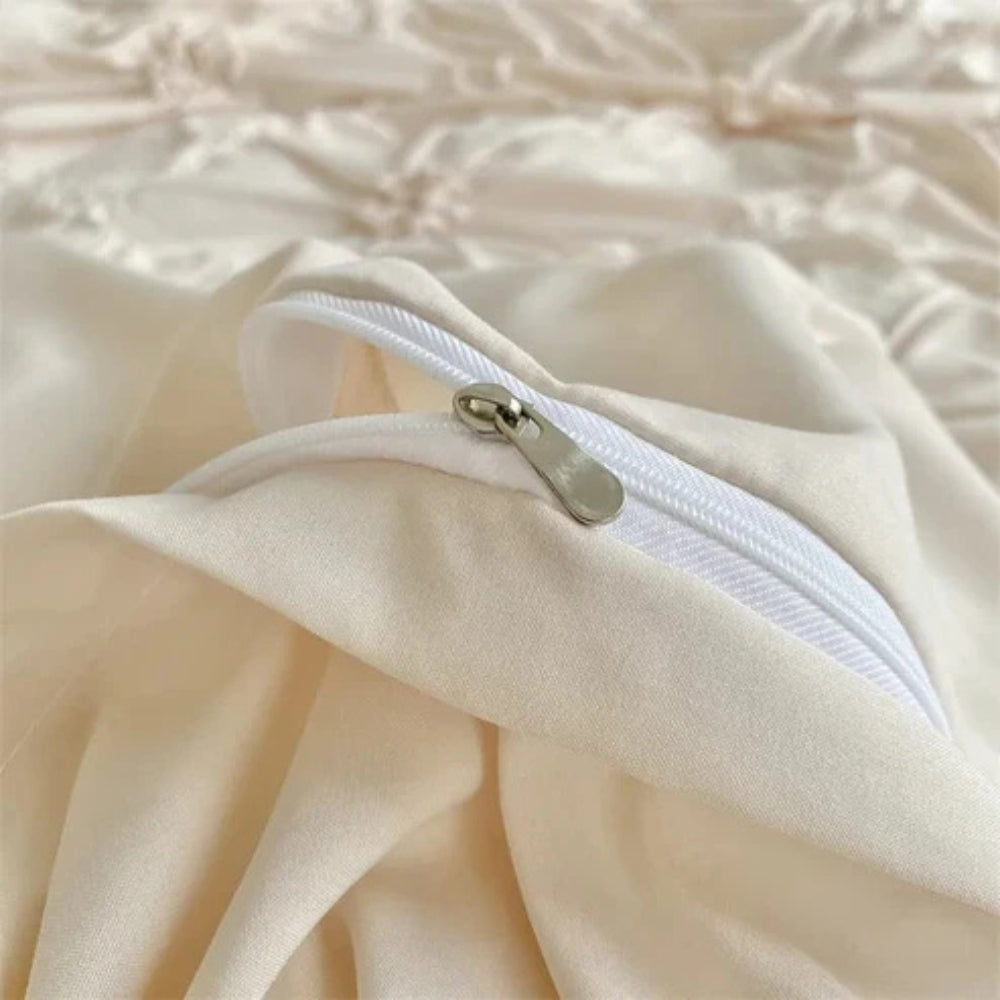 Floral Pleated Quilt Cover Set – Elegant Bedroom Bedding