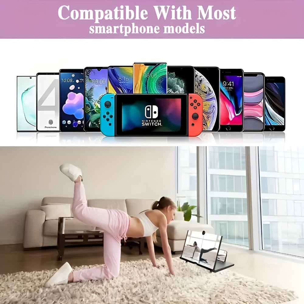 Foldable Phone Stand with Screen Magnifier – Portable Holder and Display Amplifier for Hands-Free Viewing