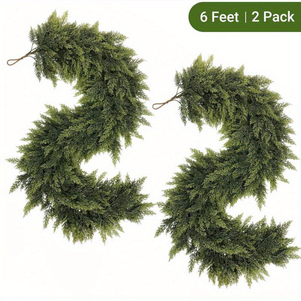 Elegant Artificial Christmas Garland – Art Deco Greenery for Mantle and Stair Trim