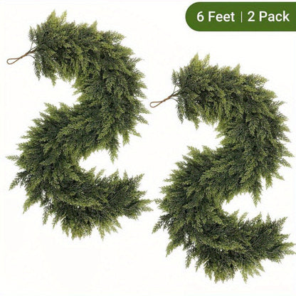 Elegant Artificial Christmas Garland – Art Deco Greenery for Mantle and Stair Trim