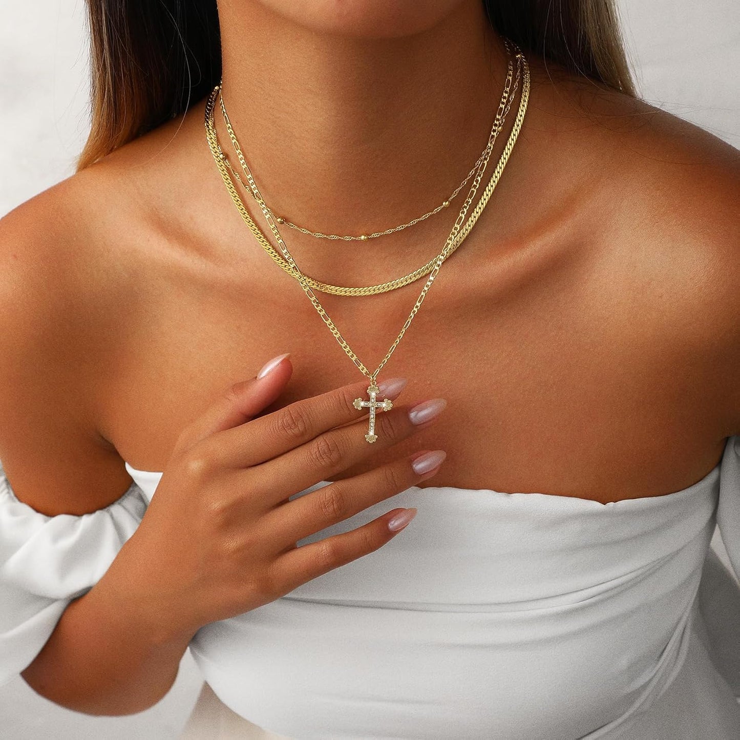 Gold Layered Cross Pendant Necklace - Elegant Mother's Day Jewelry Gift