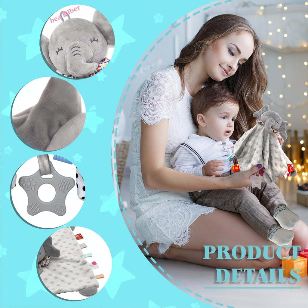 Elephant Plush Lovey Baby Security Blanket — Ultra-Soft Comforter for Instant Snuggles