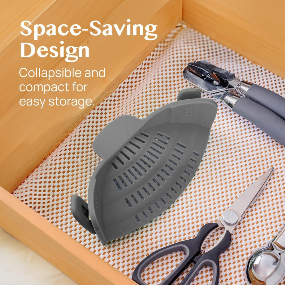 Clip-On Silicone Kitchen Strainer Colander for Pasta – Easy Rinse & Drain