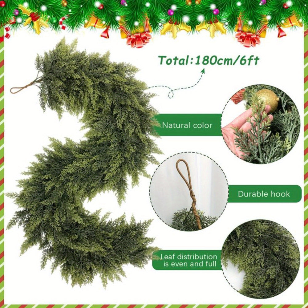 Elegant Artificial Christmas Garland – Art Deco Greenery for Mantle and Stair Trim