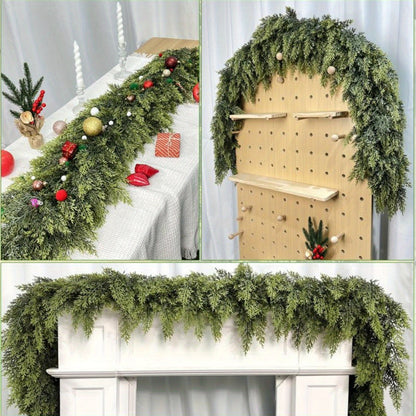 Elegant Artificial Christmas Garland – Art Deco Greenery for Mantle and Stair Trim