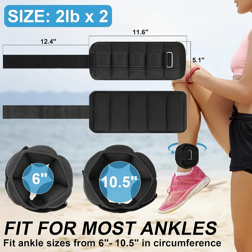 Adjustable Ankle Weights for Leg Training – Comfortable, Durable Fitness Set