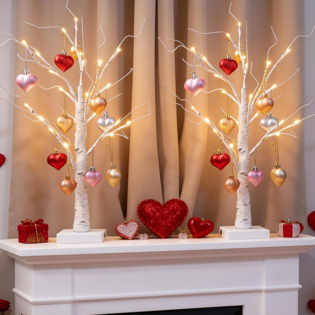 Birch Tree Heart LED Table Lamp - Valentine’s Day Home Decor