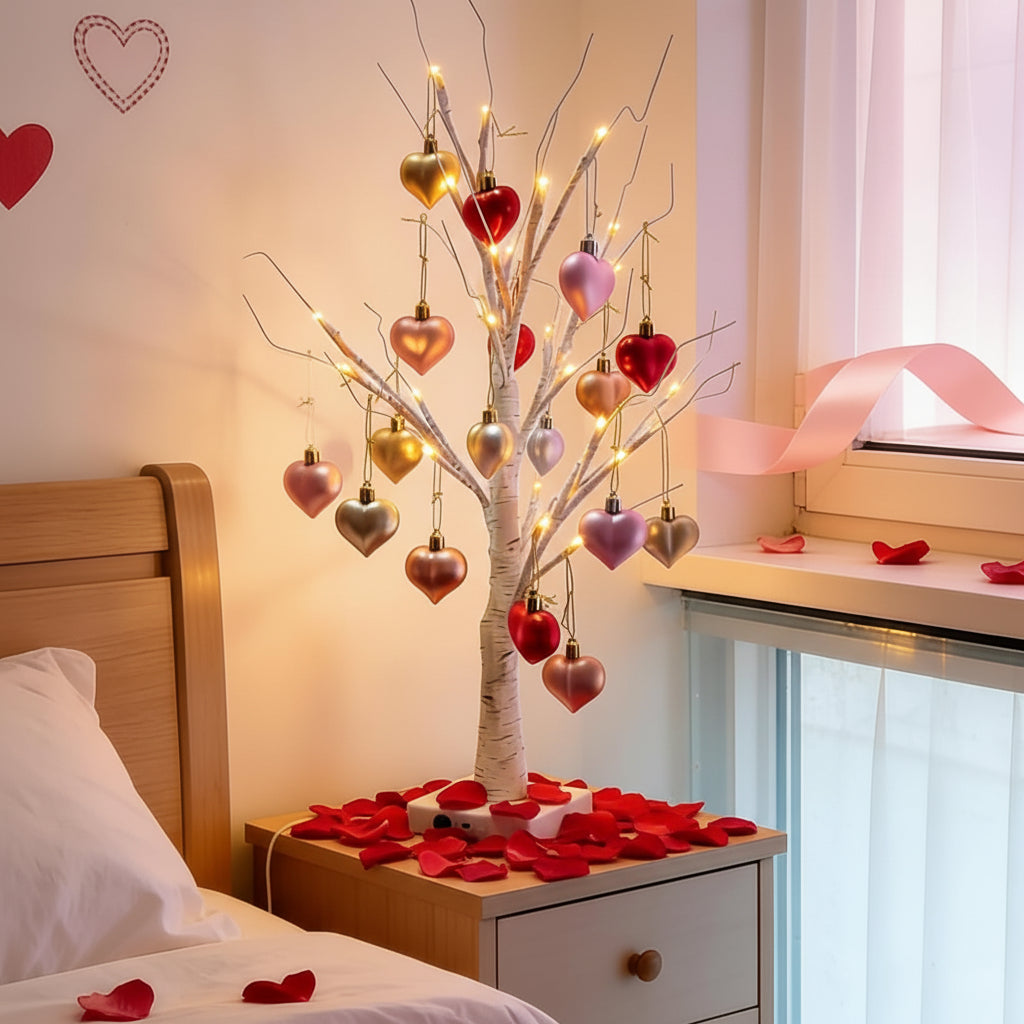 Birch Tree Heart LED Table Lamp - Valentine’s Day Home Decor