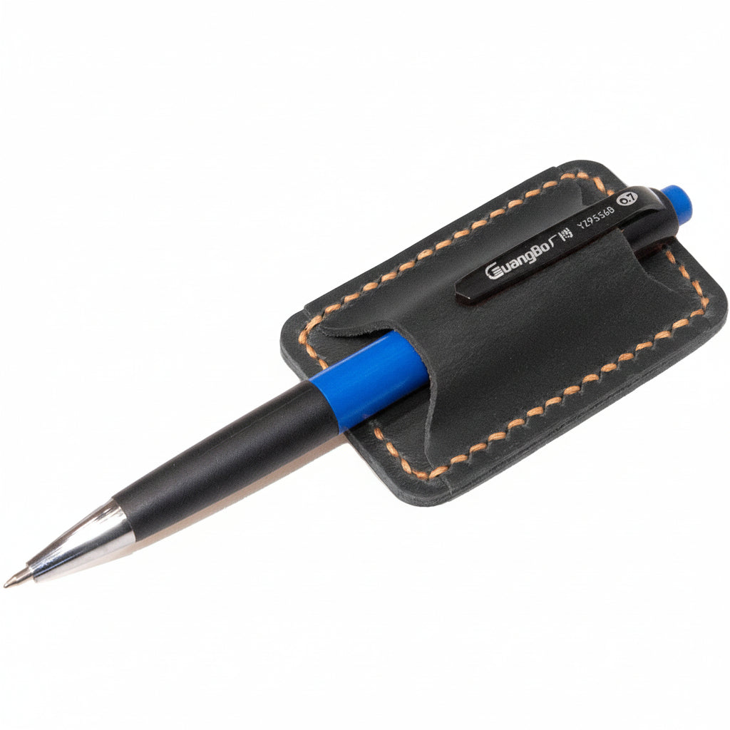 Hand-Stitched Full-Grain Leather Pen Holder & Journal Clip – Premium Accessory