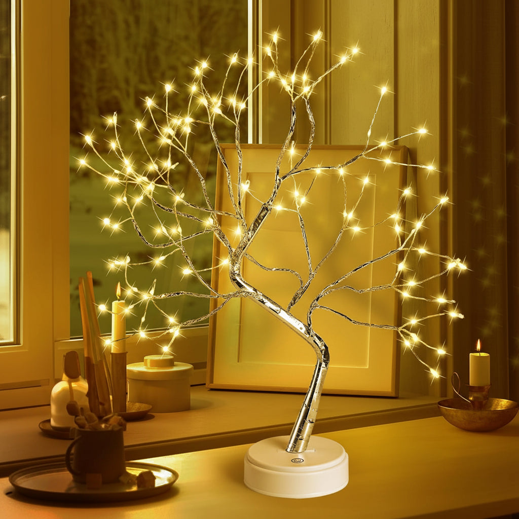 Bonsai Tree Table Lamp with LED Light - Cozy, Decorative Home Decor Accent
