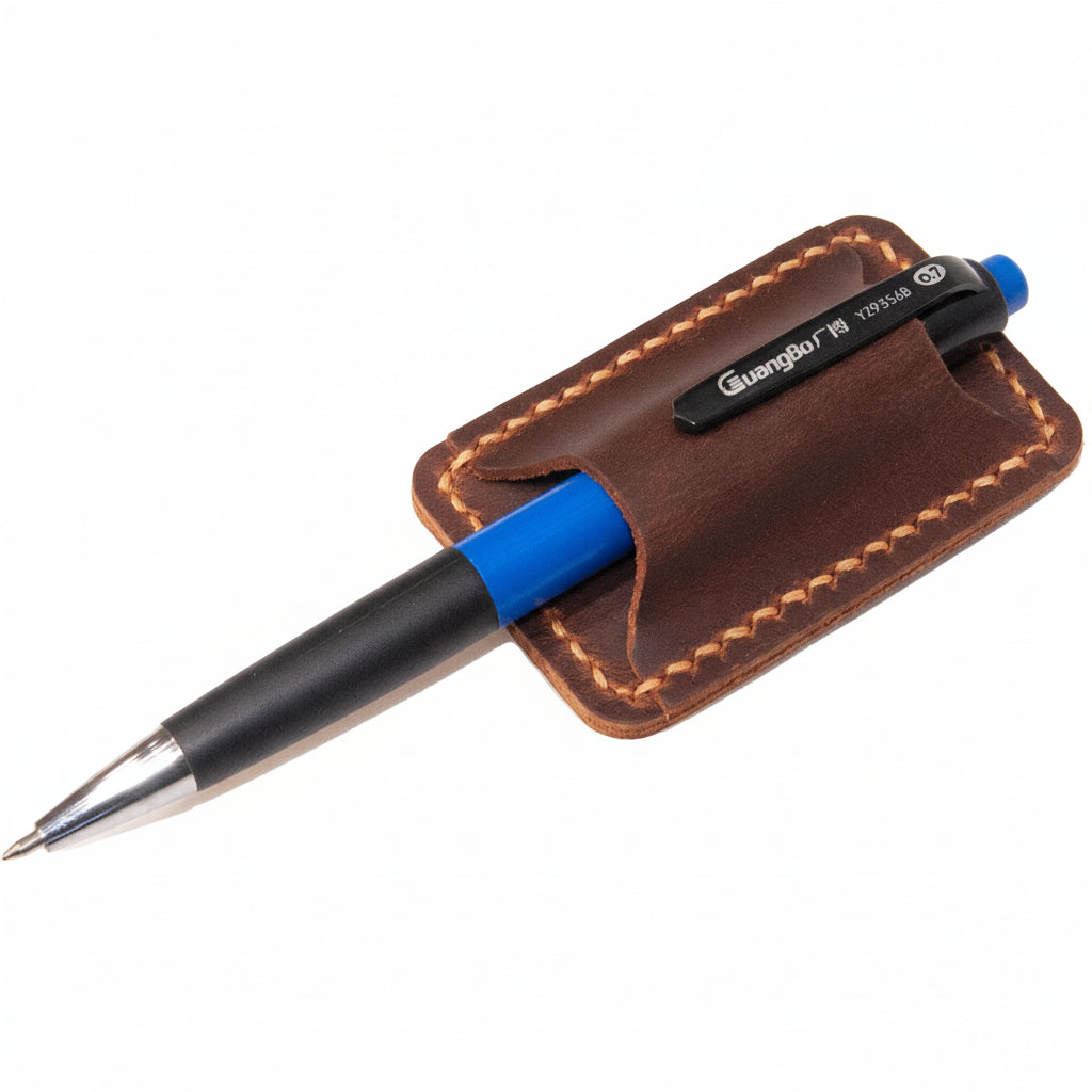 Hand-Stitched Full-Grain Leather Pen Holder & Journal Clip – Premium Accessory