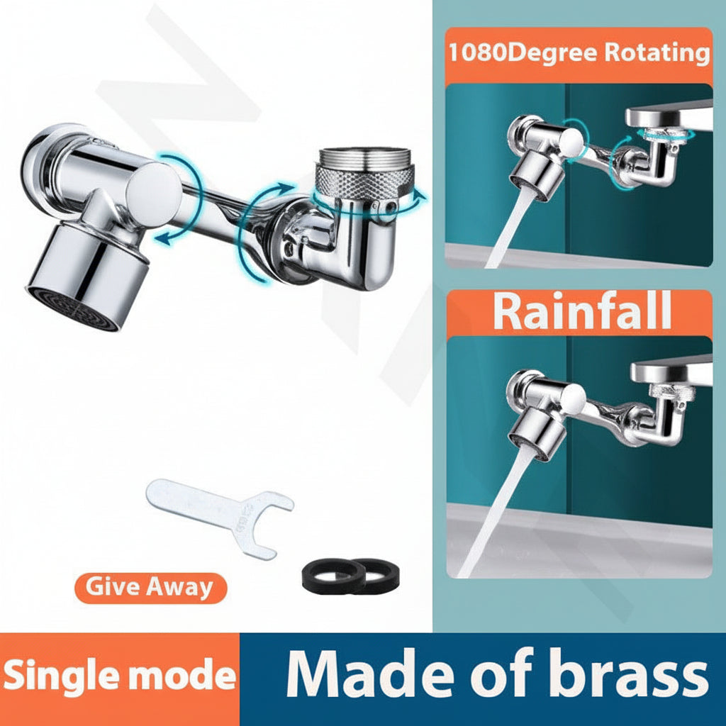 Copper Rotating Faucet Extender with Splash Filter and Aerator Attachment