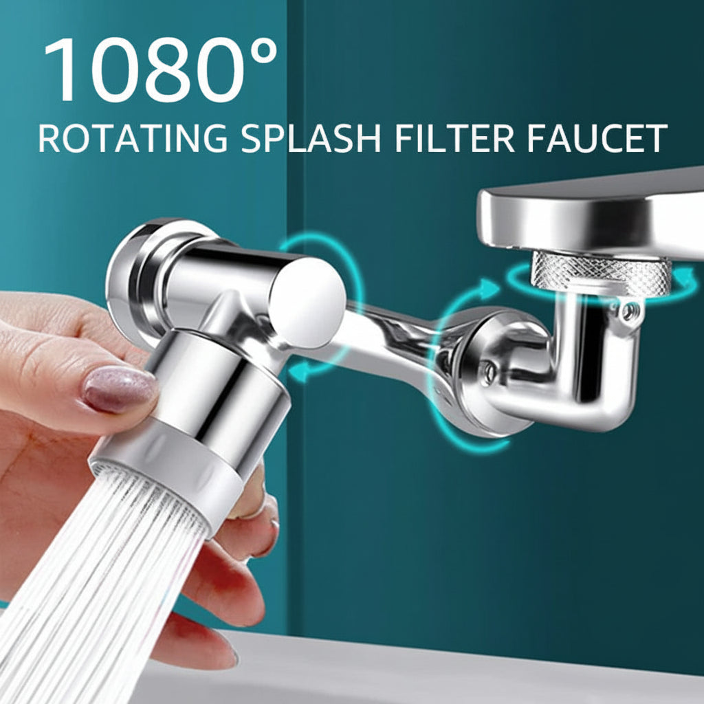 Copper Rotating Faucet Extender with Splash Filter and Aerator Attachment