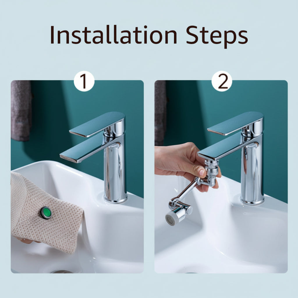Copper Rotating Faucet Extender with Splash Filter and Aerator Attachment