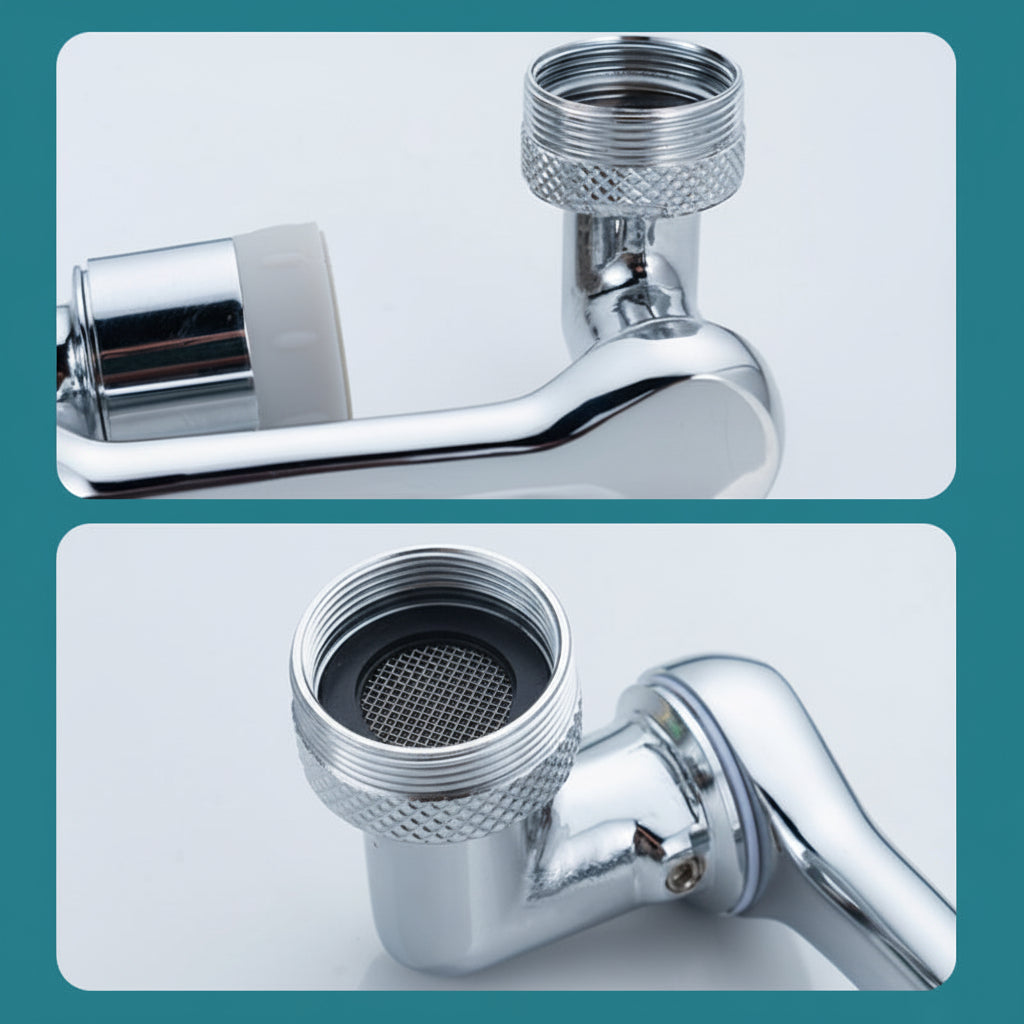 Copper Rotating Faucet Extender with Splash Filter and Aerator Attachment
