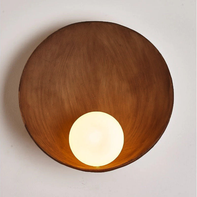 Sleek Modern Round Wall Sconce with Resin & Iron Accent Lighting
