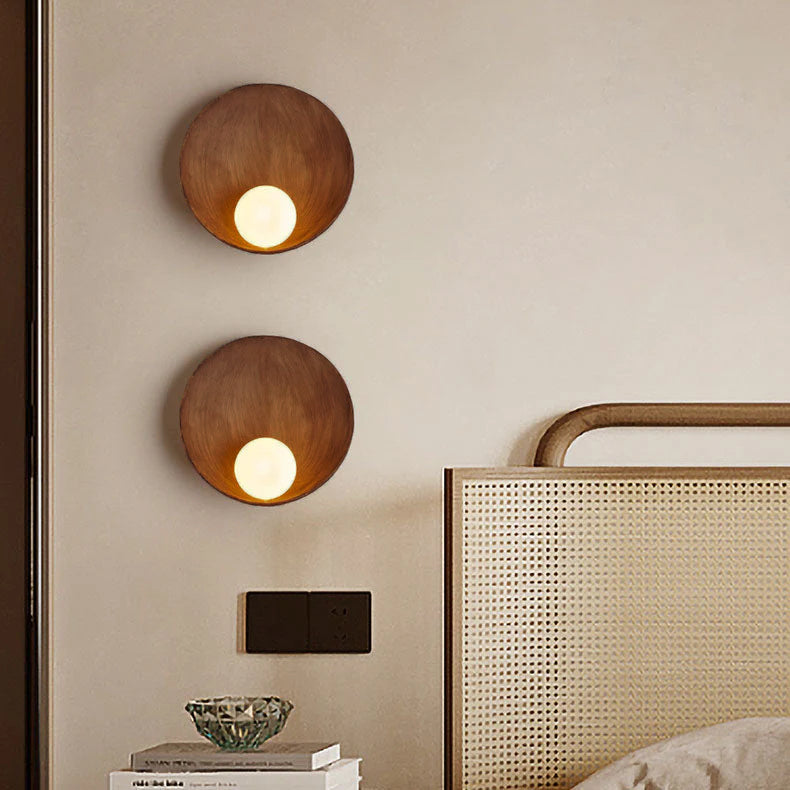 Sleek Modern Round Wall Sconce with Resin & Iron Accent Lighting