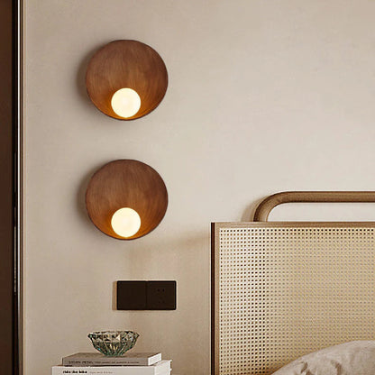 Sleek Modern Round Wall Sconce with Resin & Iron Accent Lighting