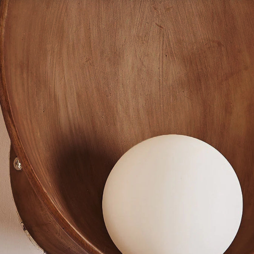 Sleek Modern Round Wall Sconce with Resin & Iron Accent Lighting