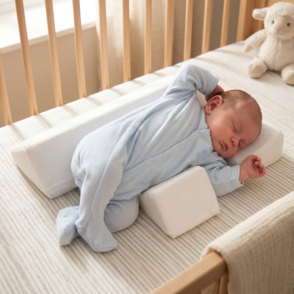 Baby Crib Sleep Positioner Pillow – Anti-Roll Design